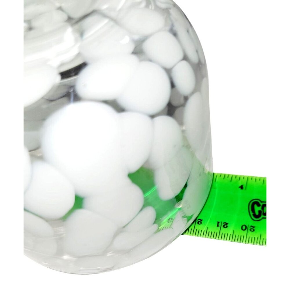 Hand Blown Clear and White Confetti Glass Votive/Tealight Candle Holder 2.75" - Picture 10 of 10